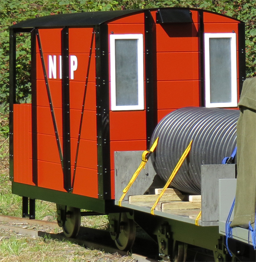 A narrow gauge style guards van for 7 1/4" gauge.