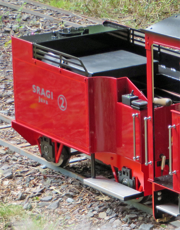 The tender coupled to my Feldbahn steam engine