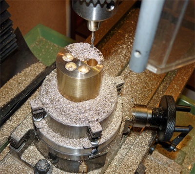 Using the dividing head to drill the many holes