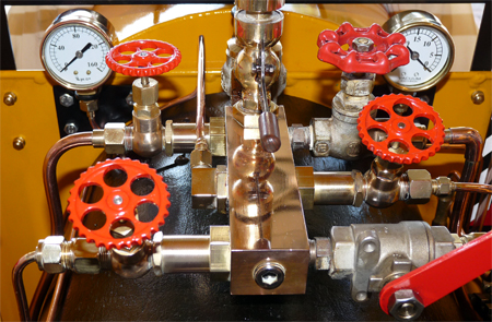 R A Barker steam valves on a Station Road Steam Stafford locomotive