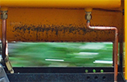 Dirty paintwork on a model steam locomotive