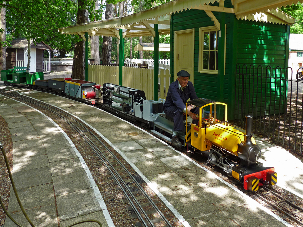 Gentoo and owner with the freight train at Pinewood Central station