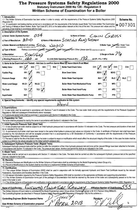 2013 Boiler Test Written Scheme