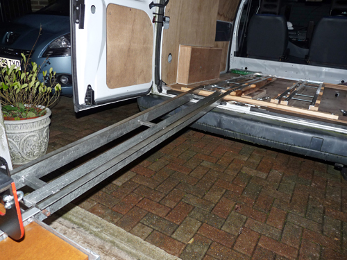 Loading Bridge to connect the model steam locomotive storage trolley to the car